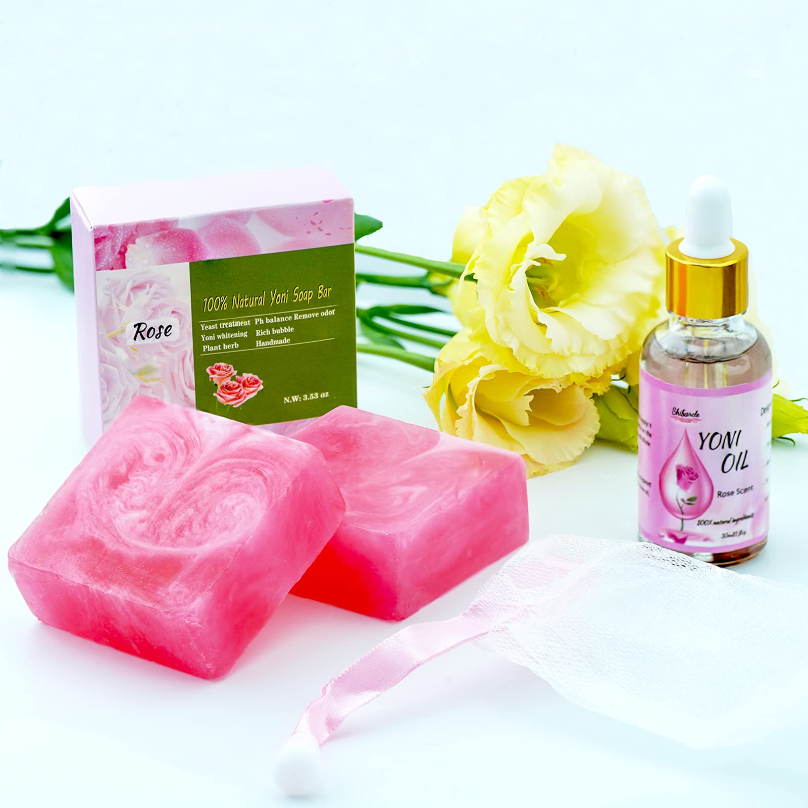 Yoni Soap Bars and Natural Yoni Oil Set, Yoni Oil Vaginal Wash for Women Feminine Wash Vaginial